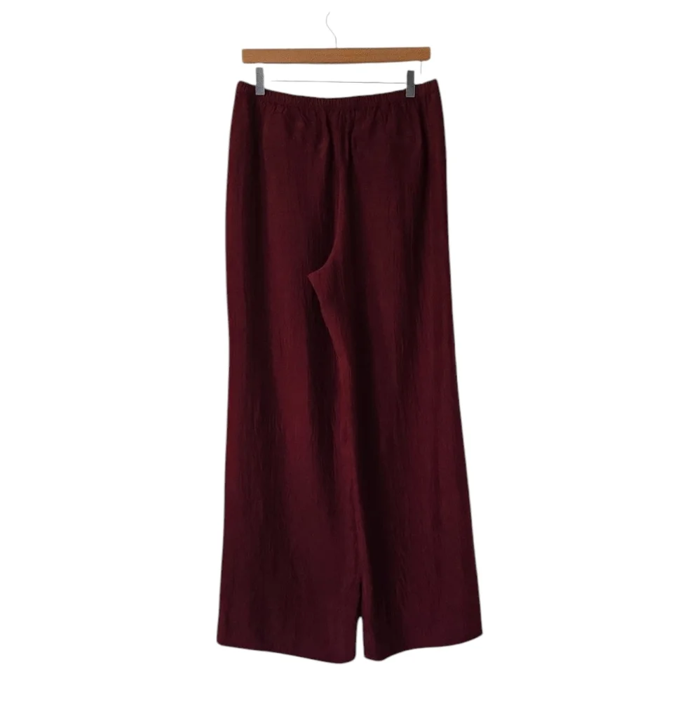 J.Crew Stratus Pant Textured Satin Acetate Pull On Pockets Burgundy Relaxed Sz S - Picture 7 of 8